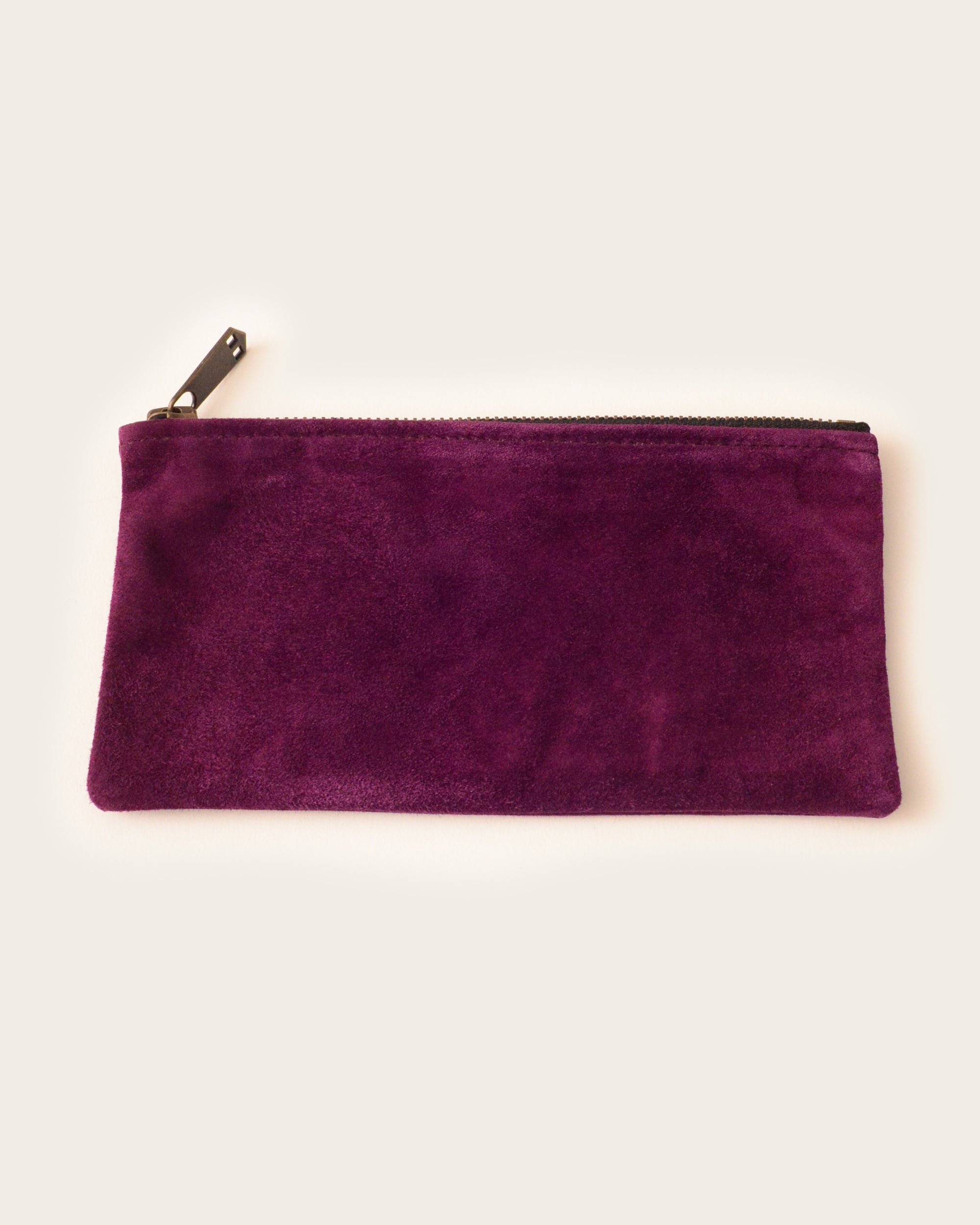 The 7” Pouch - Eggplant Goat Suede