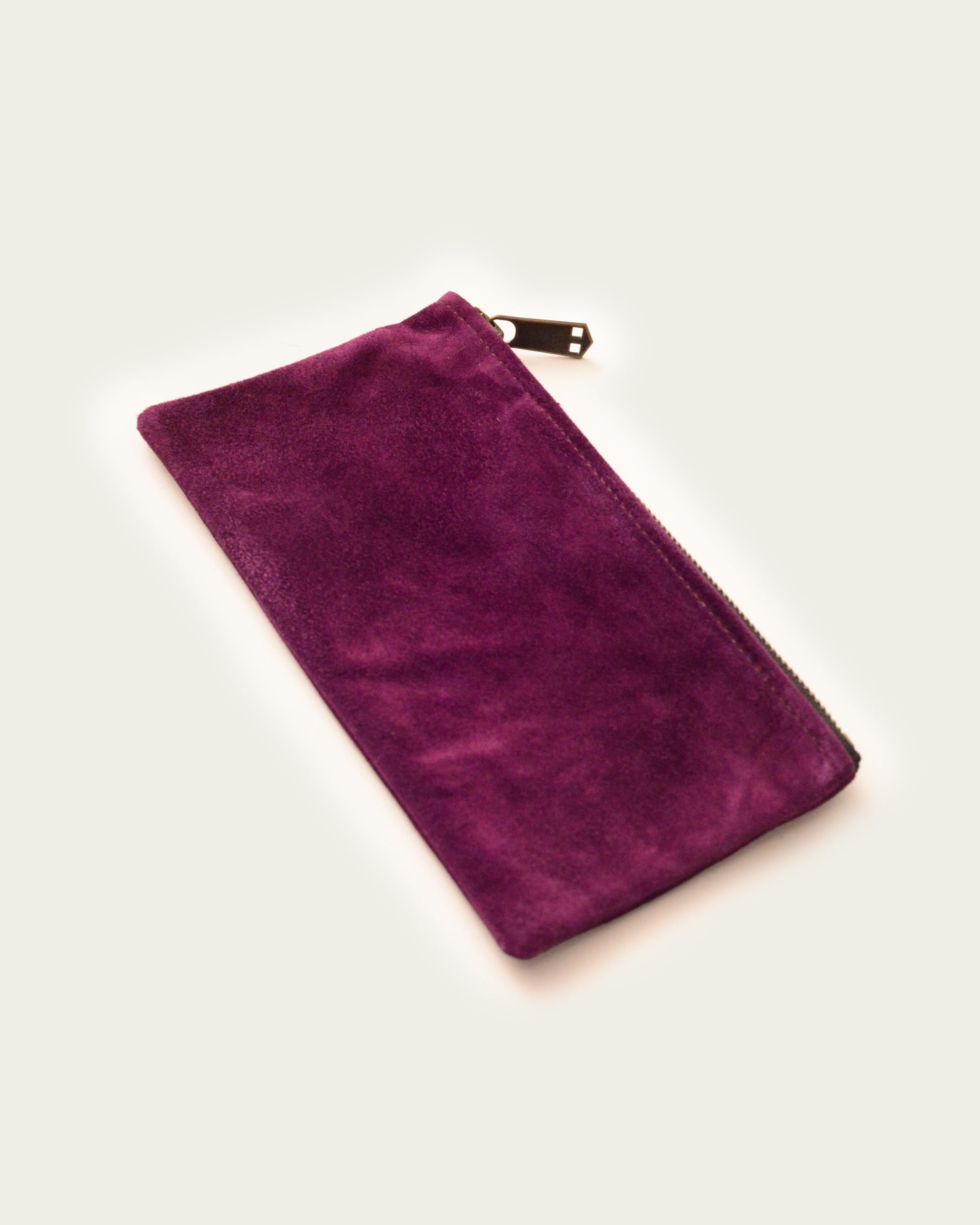 The 7” Pouch - Eggplant Goat Suede